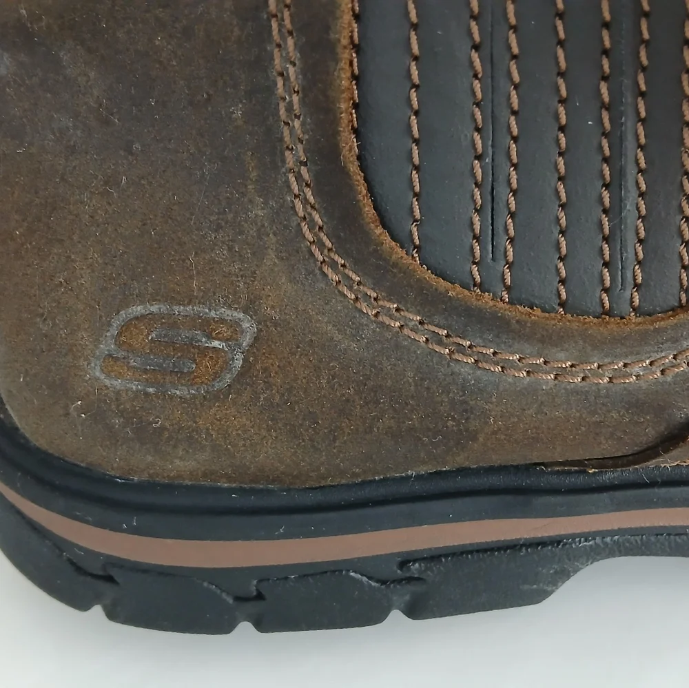 Skechers Men’s Slip‑On Leather Ankle Boots – Size 13